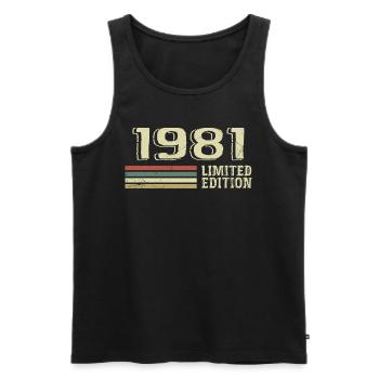 Jahrgang 1981 Geburtstag 1981 Jahrgang 1981 - Männer Premium Bio Tank Top - Schwarz - Vorne - AI Model Male 178 light (178cm)