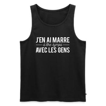 Marre d'être sympa avec les gens humour caractère - Débardeur bio Premium Homme - noir - Devant - AI Model Male 178 light (178cm)
