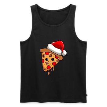 Pizza Weihnachten Comic Xmas - Männer Premium Bio Tank Top - Schwarz - Vorne - AI Model Male 178 light (178cm)