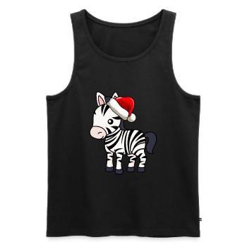 Zebra Comic Christmas - Débardeur bio Premium Homme - noir - Devant - AI Model Male 178 light (178cm)