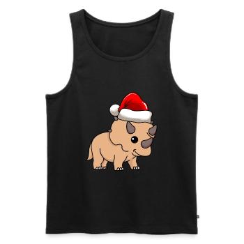Dinosaure tricératops Noël - Débardeur bio Premium Homme - noir - Devant - Michal (187cm)