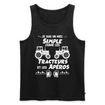 Tracteurs Sympas les aperos Seront Cool Cadeau - Débardeur bio Premium Homme - noir - Devant - Michal (187cm)