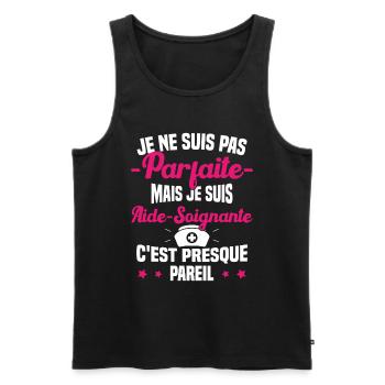 Pas parfaite mais je suis Aide Soignante Cadeau - Débardeur bio Premium Homme - noir - Devant - Michal (187cm)