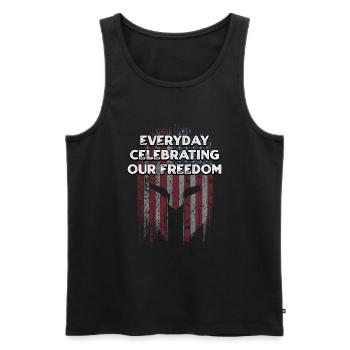Jeden Tag feiern wir unsere Freiheit patriotisch - Männer Premium Bio Tank Top - Schwarz - Vorne - Michal (187cm)