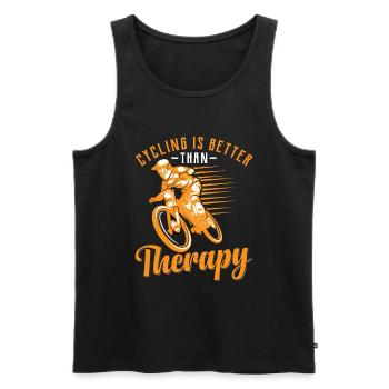 Riding a bike is better than therapy - Men's Premium Organic Tank Top - black - Front - Michal (187cm)