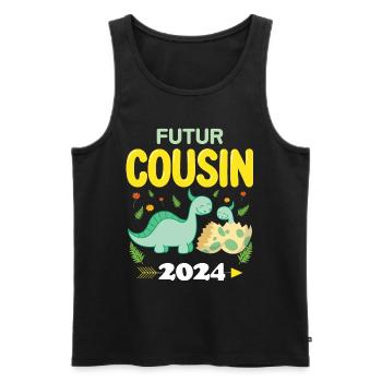 Futur Cousin 2024 Je Vais Etre Cousin Grossesse - Débardeur bio Premium Homme - noir - Devant - Michal (187cm)