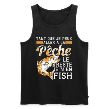 Pèche le reste je m'en fish Pêcheur poissons - Débardeur bio Premium Homme - noir - Devant - Michal (187cm)