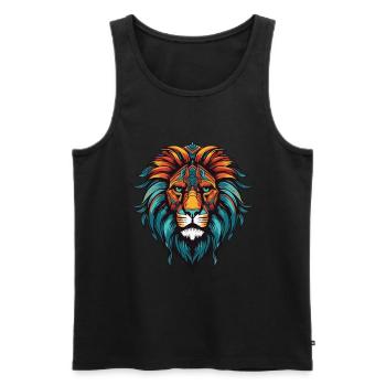 Lion Portrait - Men's Premium Organic Tank Top - black - Front - AI Model Male 178 light (178cm)