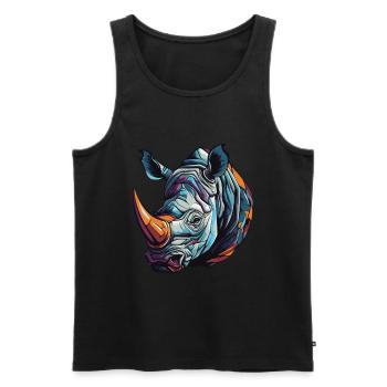 Nashorn Portrait - Männer Premium Bio Tank Top - Schwarz - Vorne - AI Model Male 178 light (178cm)