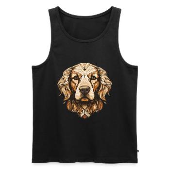Portrait de chien Golden Retriever - Débardeur bio Premium Homme - noir - Devant - Michal (187cm)