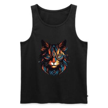 Tête de portrait de chat - Débardeur bio Premium Homme - noir - Devant - Michal (187cm)