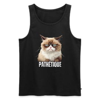 Humour chat en colère énervé pathétique sarcasme - Débardeur bio Premium Homme - noir - Devant - AI Model Male 178 light (178cm)