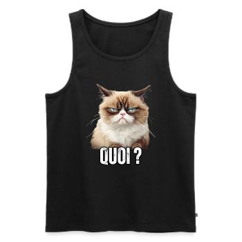 Chat en colère drôle quoi ? meme propriétaire de - Débardeur bio Premium Homme - noir - Devant - Michal (187cm)
