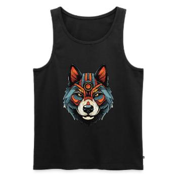 Akita Portrait de chien - Débardeur bio Premium Homme - noir - Devant - Michal (187cm)