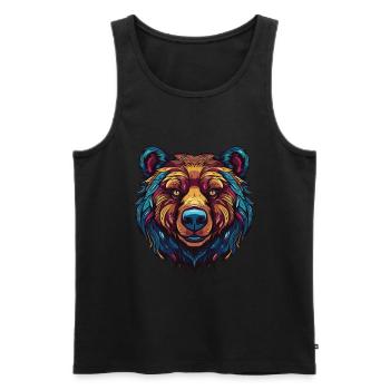 Bär Portrait - Männer Premium Bio Tank Top - Schwarz - Vorne - AI Model Male 178 light (178cm)