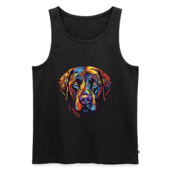 Portrait de chien Labrador - Débardeur bio Premium Homme - noir - Devant - Michal (187cm)