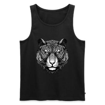 Tiger Portrait - Männer Premium Bio Tank Top - Schwarz - Vorne - AI Model Male 178 light (178cm)