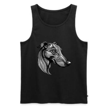 Portrait de chien Greyhound - Débardeur bio Premium Homme - noir - Devant - Michal (187cm)