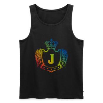 J Buchstabe Wappen - Männer Premium Bio Tank Top - Schwarz - Vorne - AI Model Male 178 light (178cm)