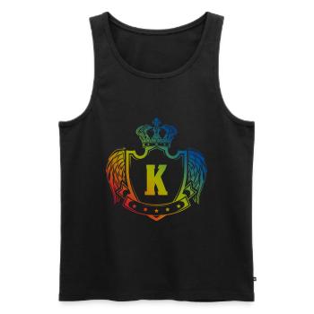 Armoiries de la lettre K - Débardeur bio Premium Homme - noir - Devant - Michal (187cm)