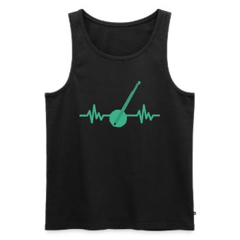 Herzschlag Gitarre - Rock 'n' Roll Punk Band Metal - Männer Premium Bio Tank Top - Schwarz - Vorne - Michal (187cm)