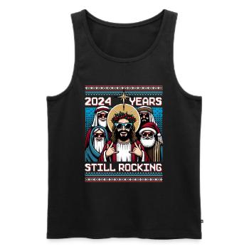Ugly Hässlicher Weihnachtspulli Jesus Meme - Männer Premium Bio Tank Top - Schwarz - Vorne - Michal (187cm)