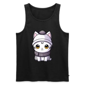 Cat Winter Comic - Men's Premium Organic Tank Top - black - Front - Michal (187cm)
