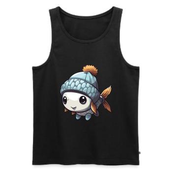 Fisch Winter Comic - Männer Premium Bio Tank Top - Schwarz - Vorne - AI Model Male 178 light (178cm)