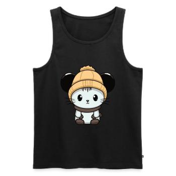 Mouse Winter Animal Cute Comic - Men's Premium Organic Tank Top - black - Front - AI Model Male 178 light (178cm)