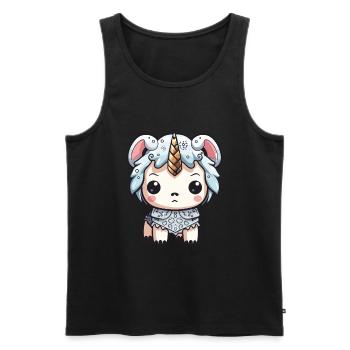 Unicorn Winter Animal Cute Comic - Men's Premium Organic Tank Top - black - Front - AI Model Male 178 light (178cm)