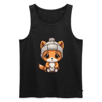 Écureuil Animal d’hiver Bande dessinée mignonne - Débardeur bio Premium Homme - noir - Devant - Michal (187cm)