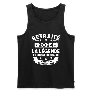 Retraité 2024 Pour Homme Femme Départ Retraite - Débardeur bio Premium Homme - noir - Devant - Michal (187cm)