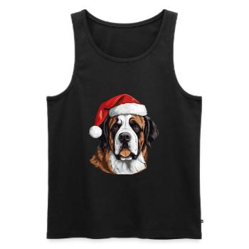 Portrait de Noël tête de chien Saint Bernand - Débardeur bio Premium Homme - noir - Devant - Michal (187cm)