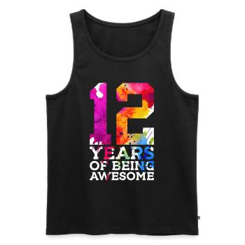 12 ANS D’ÊTRE GÉNIAL 12E ANNIVERSAIRE - Débardeur bio Premium Homme - noir - Devant - AI Model Male 178 light (178cm)