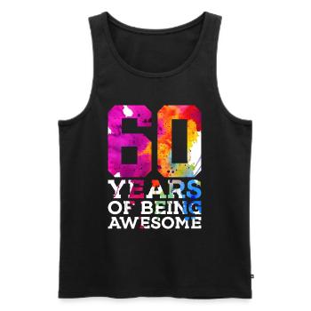 60 YEARS OF BEING AWESOME 60. GEBURTSTAG - Männer Premium Bio Tank Top - Schwarz - Vorne - Michal (187cm)