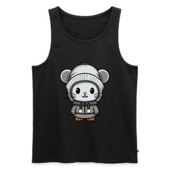 Mouse Winter Animal Baby Comic - Men's Premium Organic Tank Top - black - Front - AI Model Male 178 light (178cm)