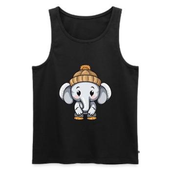 Elephant Winter Animal Baby Comic - Men's Premium Organic Tank Top - black - Front - AI Model Male 178 light (178cm)