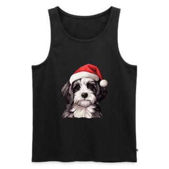 Havanese Dog Christmas Portrait Xmas - Men's Premium Organic Tank Top - black - Front - AI Model Male 178 light (178cm)