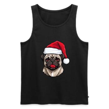 Pug Dog Pug Christmas Portrait Xmas - Men's Premium Organic Tank Top - black - Front - Michal (187cm)
