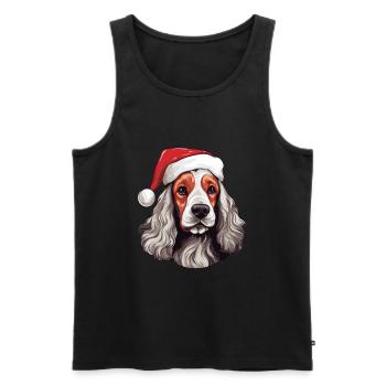 Cocker Spaniel Hund Weihnachten Porträt Xmas - Männer Premium Bio Tank Top - Schwarz - Vorne - Michal (187cm)
