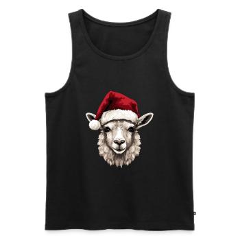 Alpaka Weihnachten Porträt Llama Xmas - Männer Premium Bio Tank Top - Schwarz - Vorne - Michal (187cm)