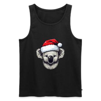 Koala Noël Animal Portrait Noël - Débardeur bio Premium Homme - noir - Devant - Michal (187cm)