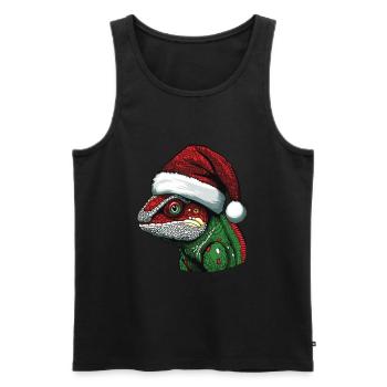 Caméléon Noël Animal Portrait Noël - Débardeur bio Premium Homme - noir - Devant - Michal (187cm)