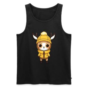 Deer Winter Comic Illustration - Men's Premium Organic Tank Top - black - Front - AI Model Male 178 light (178cm)