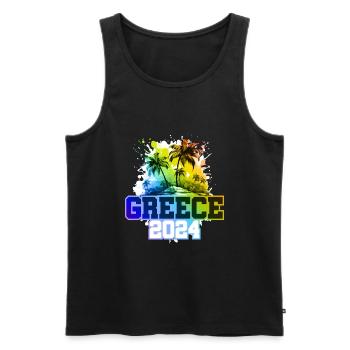 Greece 2024 Holiday Palm Trees Multicolored - Men's Premium Organic Tank Top - black - Front - Michal (187cm)