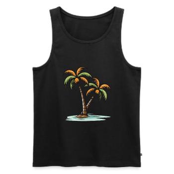 Palmen Insel Sommer - Männer Premium Bio Tank Top - Schwarz - Vorne - AI Model Male 178 light (178cm)