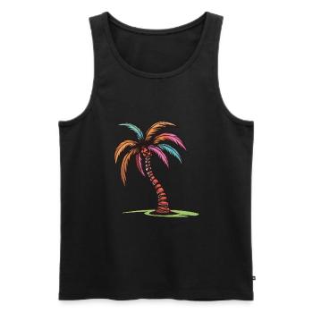 Palme Urlaub Symbol - Männer Premium Bio Tank Top - Schwarz - Vorne - AI Model Male 178 light (178cm)