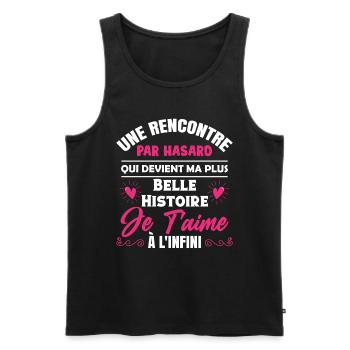 Cadeau St Valentin Femme Copine je t'aime - Débardeur bio Premium Homme - noir - Devant - Michal (187cm)