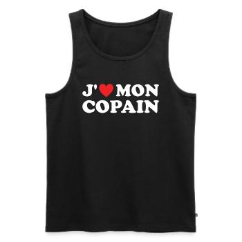 Cadeau St Valentin Femme Copine Humoristique - Débardeur bio Premium Homme - noir - Devant - Michal (187cm)