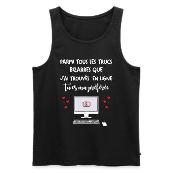 Cadeau Saint Valentin Homme Femme Humour Internet - Débardeur bio Premium Homme - noir - Devant - Michal (187cm)